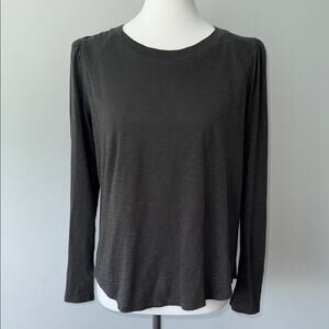Veronica Beard Baseball Mason Charcoal Long Sleeve Tee Pimo Cotton Top Women's L